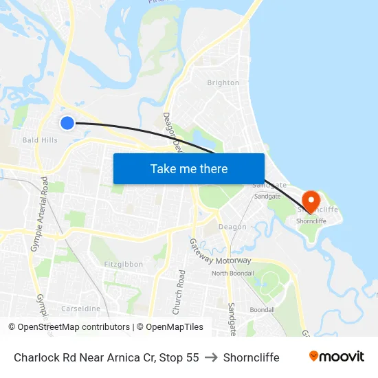 Charlock Rd Near Arnica Cr, Stop 55 to Shorncliffe map