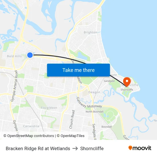 Bracken Ridge Rd at Wetlands to Shorncliffe map