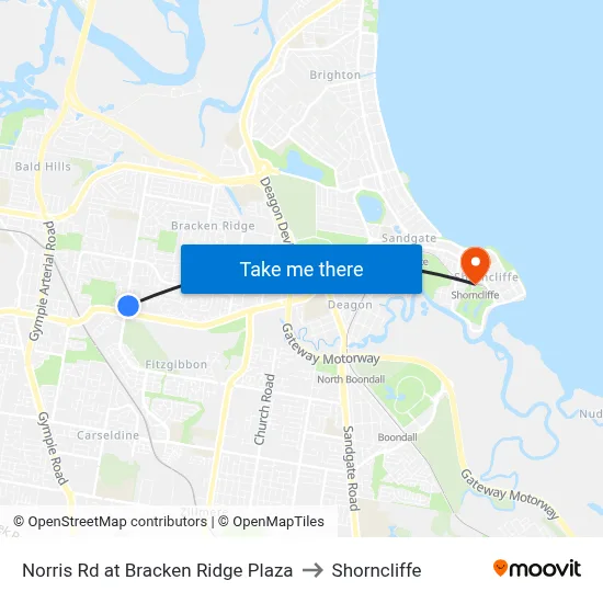 Norris Rd at Bracken Ridge Plaza to Shorncliffe map