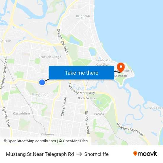 Mustang St Near Telegraph Rd to Shorncliffe map