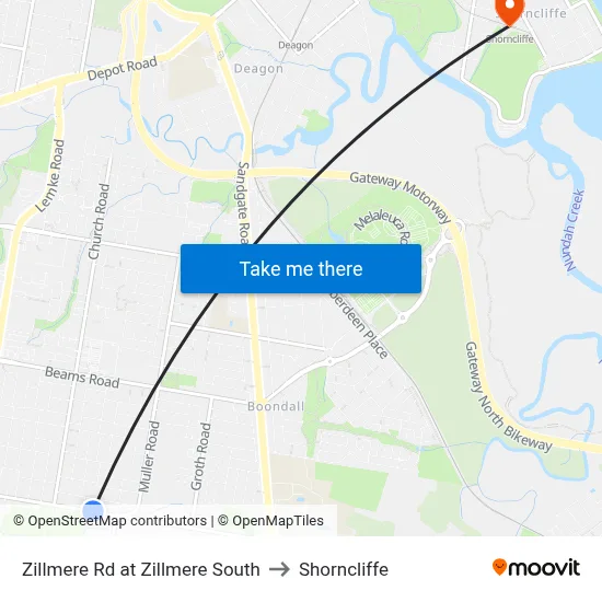 Zillmere Rd at Zillmere South to Shorncliffe map