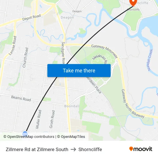 Zillmere Rd at Zillmere South to Shorncliffe map