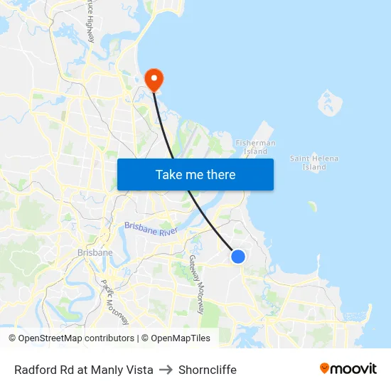 Radford Rd at Manly Vista to Shorncliffe map