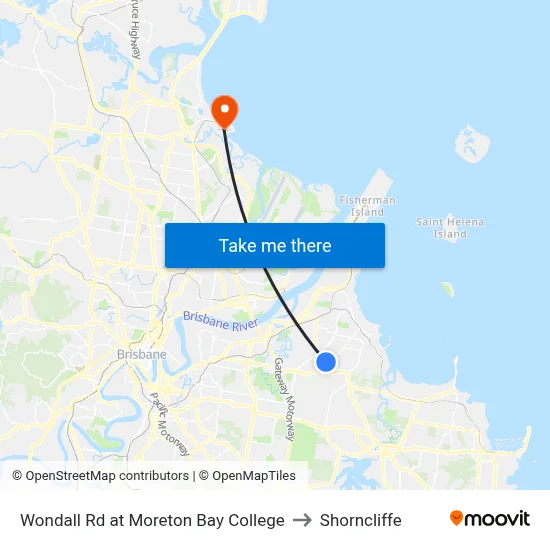 Wondall Rd at Moreton Bay College to Shorncliffe map