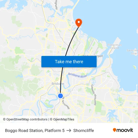 Boggo Road Station, Platform 5 to Shorncliffe map