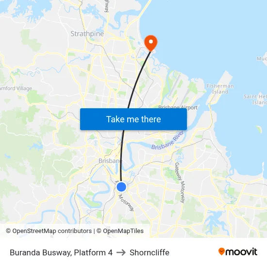 Buranda Busway, Platform 4 to Shorncliffe map