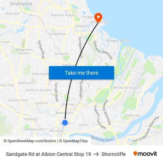 Sandgate Rd at Albion Central Stop 19 to Shorncliffe map