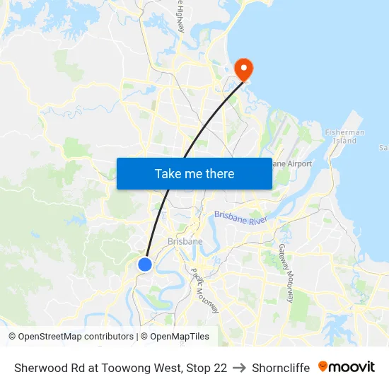 Sherwood Rd at Toowong West, Stop 22 to Shorncliffe map
