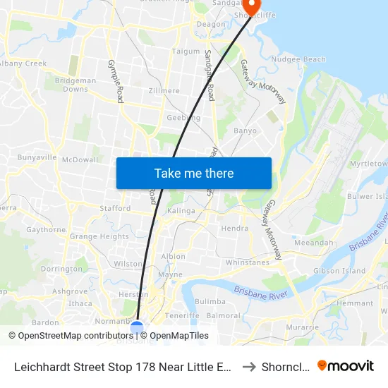 Leichhardt Street Stop 178 Near Little Edward St to Shorncliffe map
