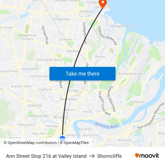 Ann Street Stop 216 at Valley Island to Shorncliffe map