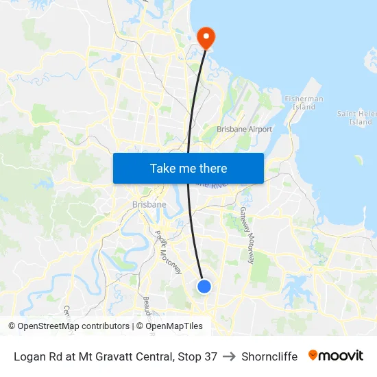 Logan Rd at Mt Gravatt Central, Stop 37 to Shorncliffe map