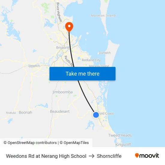 Weedons Rd at Nerang High School to Shorncliffe map