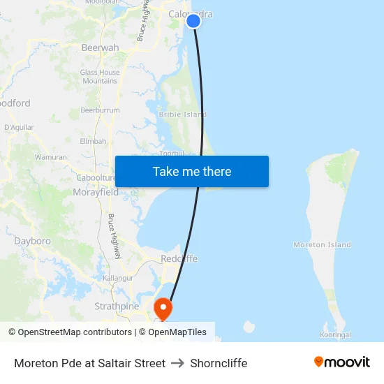 Moreton Pde at Saltair Street to Shorncliffe map