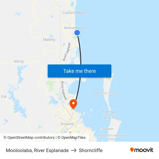 Mooloolaba, River Esplanade to Shorncliffe map