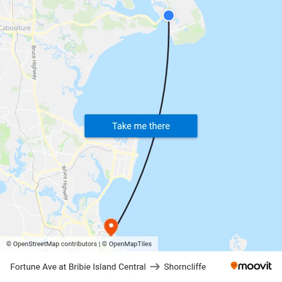 Fortune Ave at Bribie Island Central to Shorncliffe map
