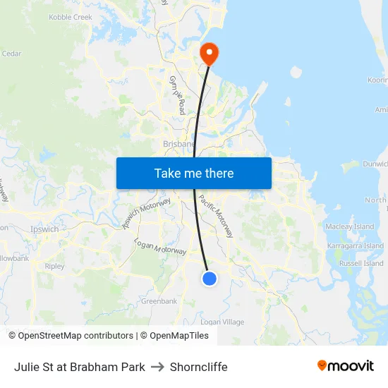 Julie St at Brabham Park to Shorncliffe map