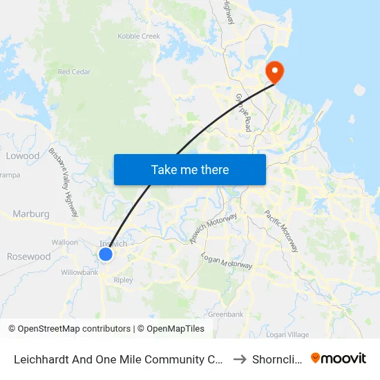 Leichhardt And One Mile Community Centre to Shorncliffe map