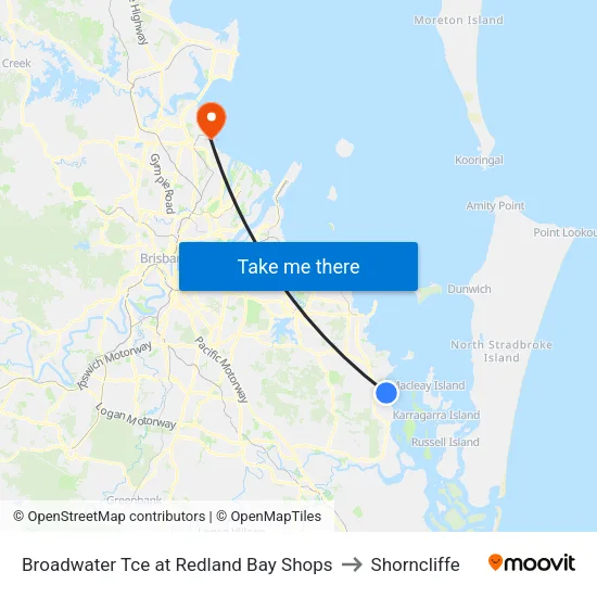 Broadwater Tce at Redland Bay Shops to Shorncliffe map