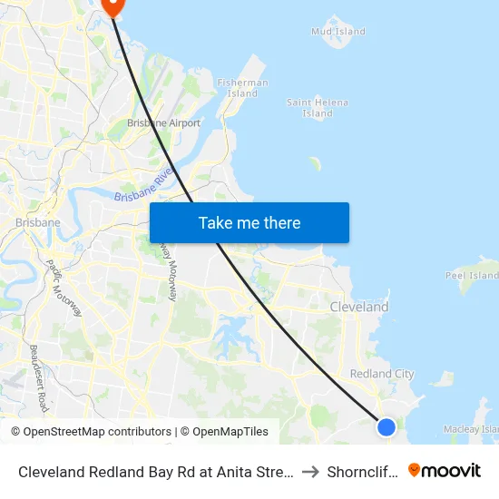 Cleveland Redland Bay Rd at Anita Street to Shorncliffe map