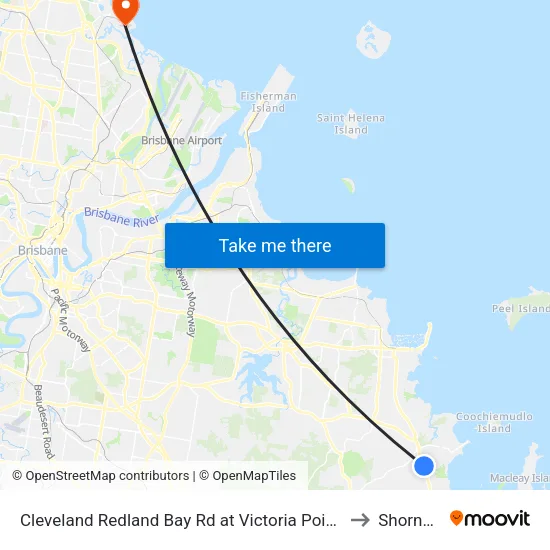 Cleveland Redland Bay Rd at Victoria Point High School to Shorncliffe map