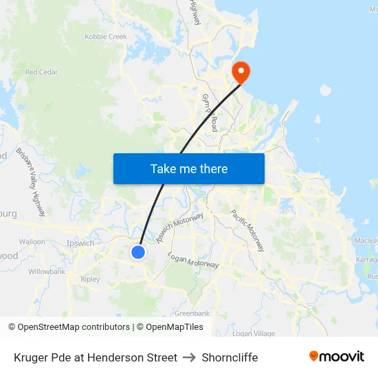Kruger Pde at Henderson Street to Shorncliffe map