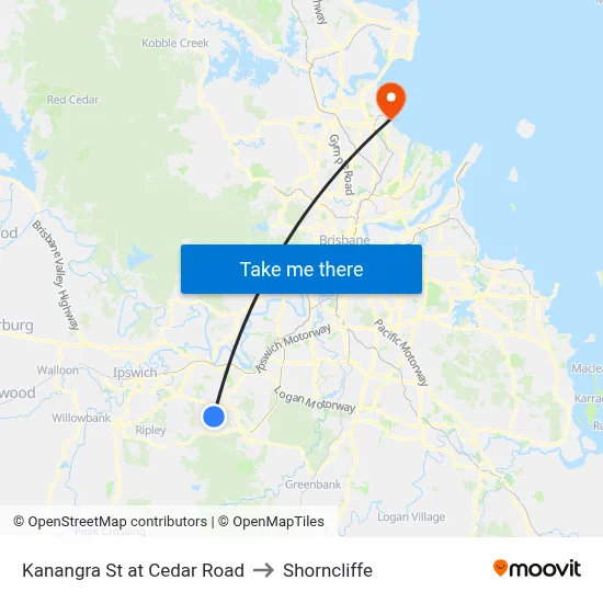 Kanangra St at Cedar Road to Shorncliffe map