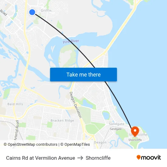 Cairns Rd at Vermilion Avenue to Shorncliffe map