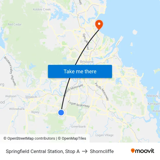 Springfield Central Station, Stop A to Shorncliffe map