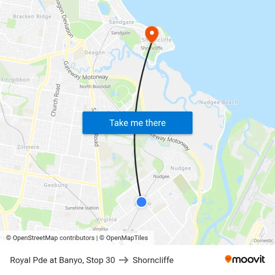 Royal Pde at Banyo, Stop 30 to Shorncliffe map