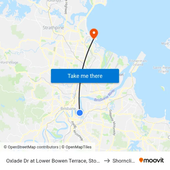 Oxlade Dr at Lower Bowen Terrace, Stop 19 to Shorncliffe map