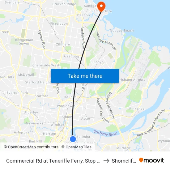 Commercial Rd at Teneriffe Ferry, Stop 16 to Shorncliffe map