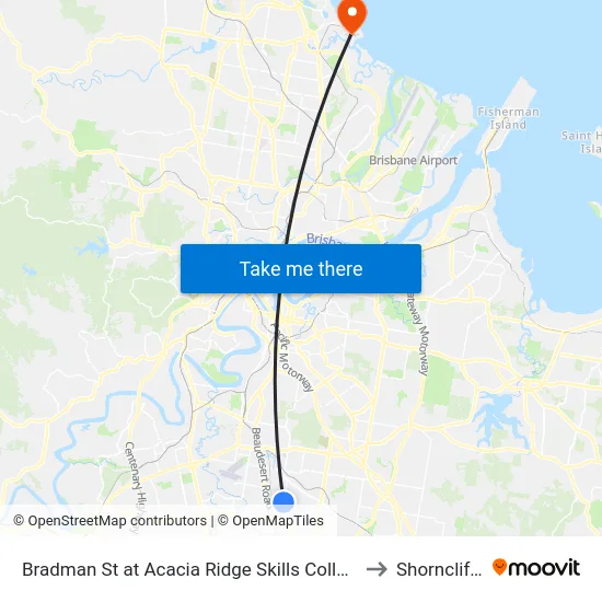 Bradman St at Acacia Ridge Skills College to Shorncliffe map