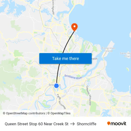 Queen Street Stop 60 Near Creek St to Shorncliffe map