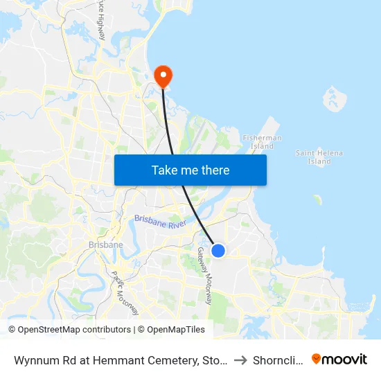 Wynnum Rd at Hemmant Cemetery, Stop 44 to Shorncliffe map