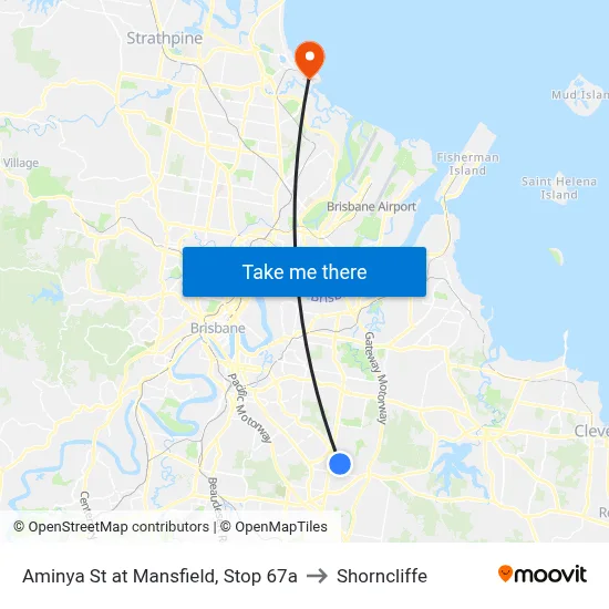 Aminya St at Mansfield, Stop 67a to Shorncliffe map