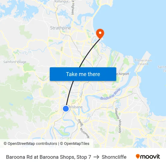 Baroona Rd at Baroona Shops, Stop 7 to Shorncliffe map