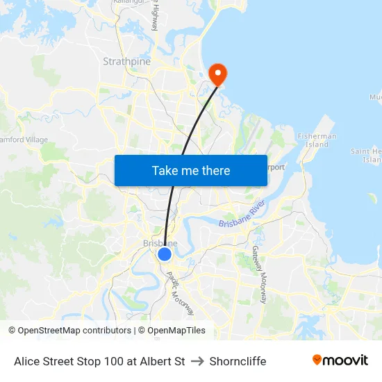 Alice Street Stop 100 at Albert St to Shorncliffe map