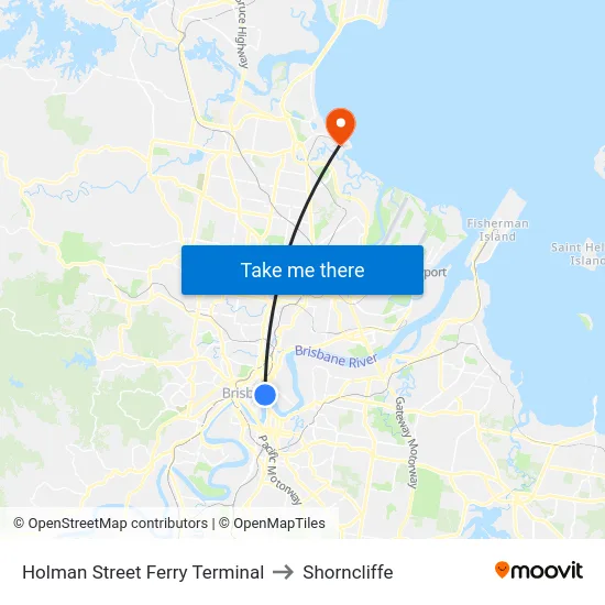 Holman Street Ferry Terminal to Shorncliffe map