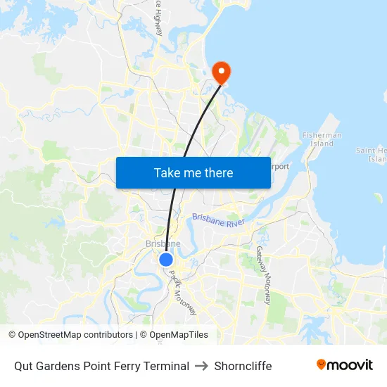 Qut Gardens Point Ferry Terminal to Shorncliffe map