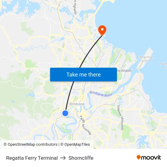 Regatta Ferry Terminal to Shorncliffe map