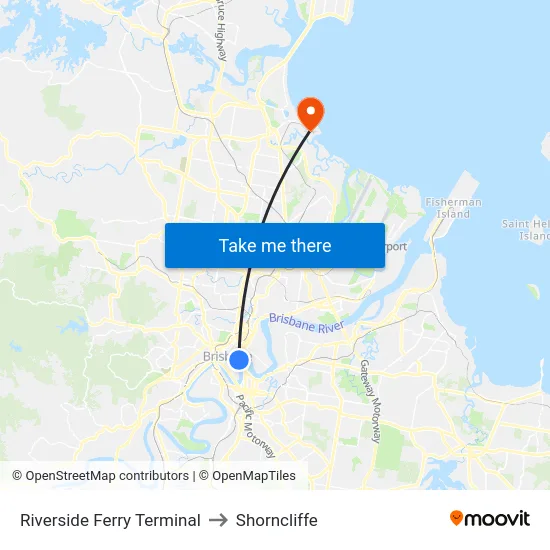 Riverside Ferry Terminal to Shorncliffe map