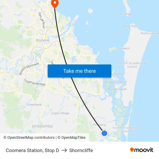 Coomera Station, Stop D to Shorncliffe map