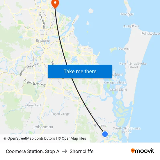Coomera Station, Stop A to Shorncliffe map