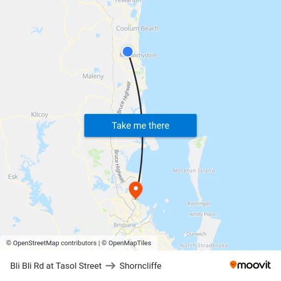 Bli Bli Rd at Tasol Street to Shorncliffe map