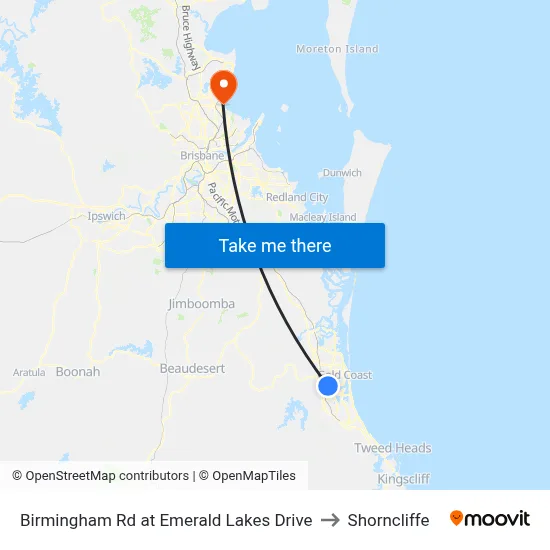 Birmingham Rd at Emerald Lakes Drive to Shorncliffe map