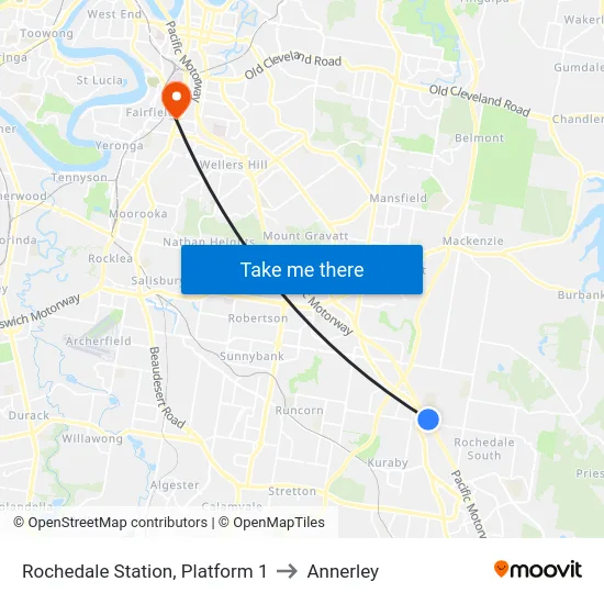 Rochedale Station, Platform 1 to Annerley map