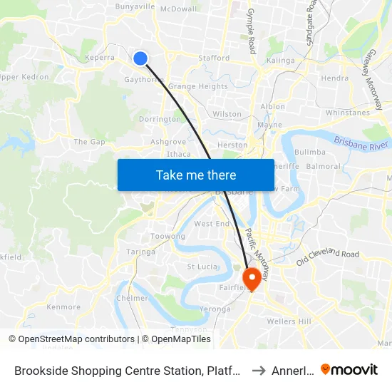 Brookside Shopping Centre Station, Platform B to Annerley map