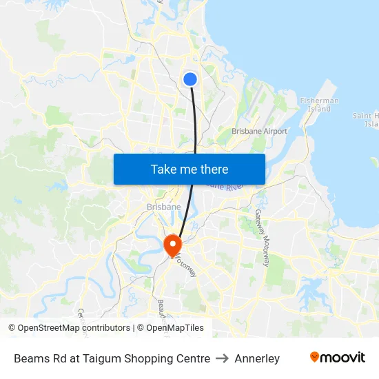 Beams Rd at Taigum Shopping Centre to Annerley map