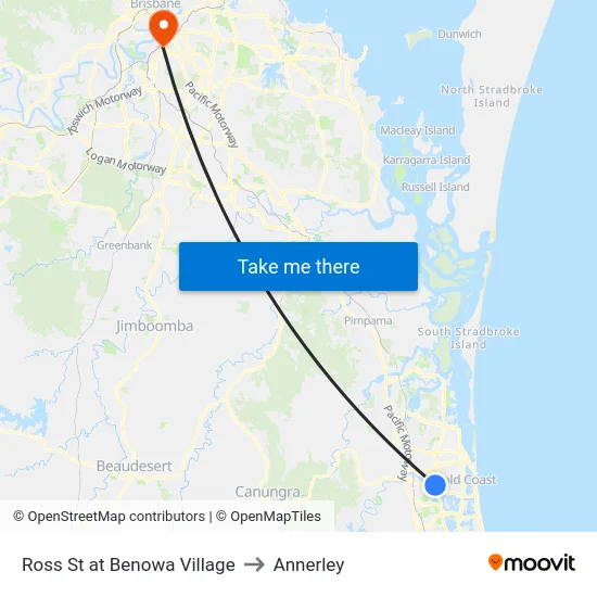 Ross St at Benowa Village to Annerley map