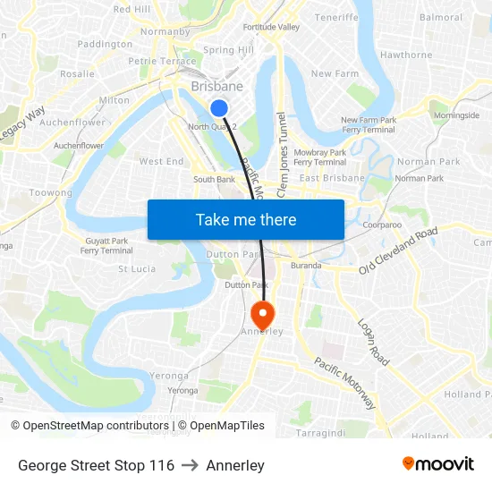 George Street Stop 116 to Annerley map